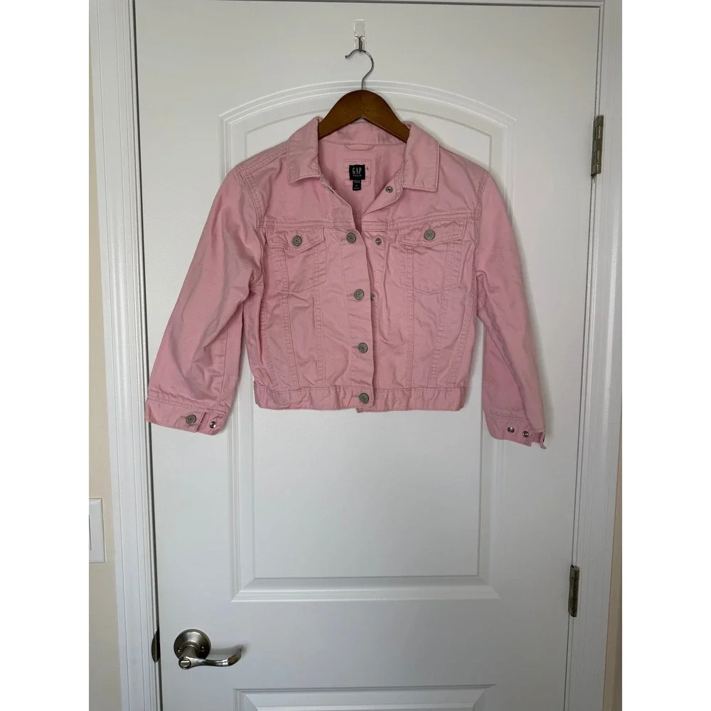 Gap Girls Pink Cotton Denim Trucker Jacket Cropped XXL 14-16 Retails $49.95